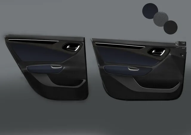 Automotive interior and cockpit concept rendering from Monica Motamedi’s supplied portfolio archive.
