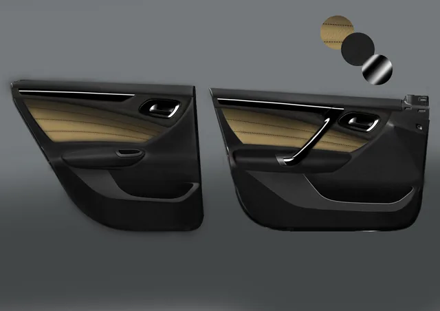 Automotive interior and cockpit concept rendering from Monica Motamedi’s supplied portfolio archive.