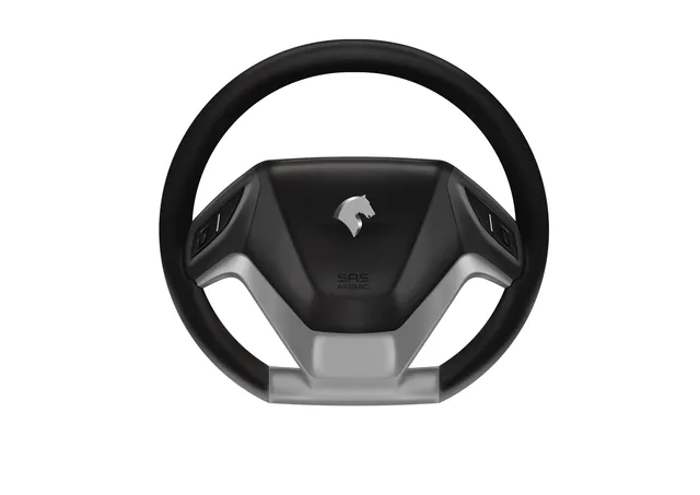 Steering-wheel concept rendering from Monica Motamedi’s supplied portfolio archive.