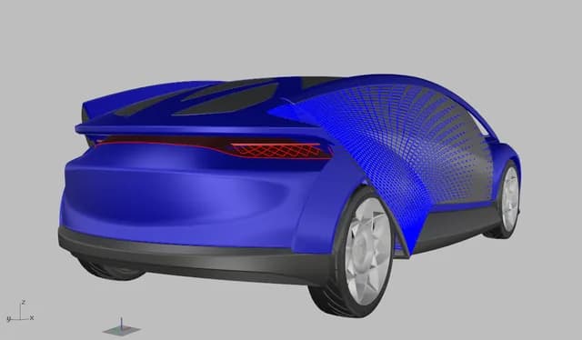 Digital 3D model, rear perspective view. From Monica Motamedi’s supplied Concept / 3D Model archive.