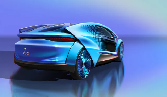 Resolved exterior rendering focused on rear volume and wheel design. From Monica Motamedi’s supplied Concept / Render archive.
