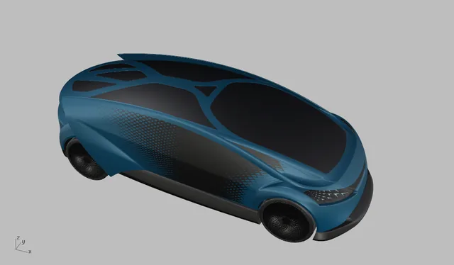 Digital 3D model, elevated front perspective. From Monica Motamedi’s supplied Concept / 3D Model archive.